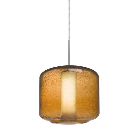Besa Lighting Niles 10 Cord Pendant, Amber Bubble/Opal, Satin Nickel, 1x60W Incandescent 1JT-NILES10AO-SN